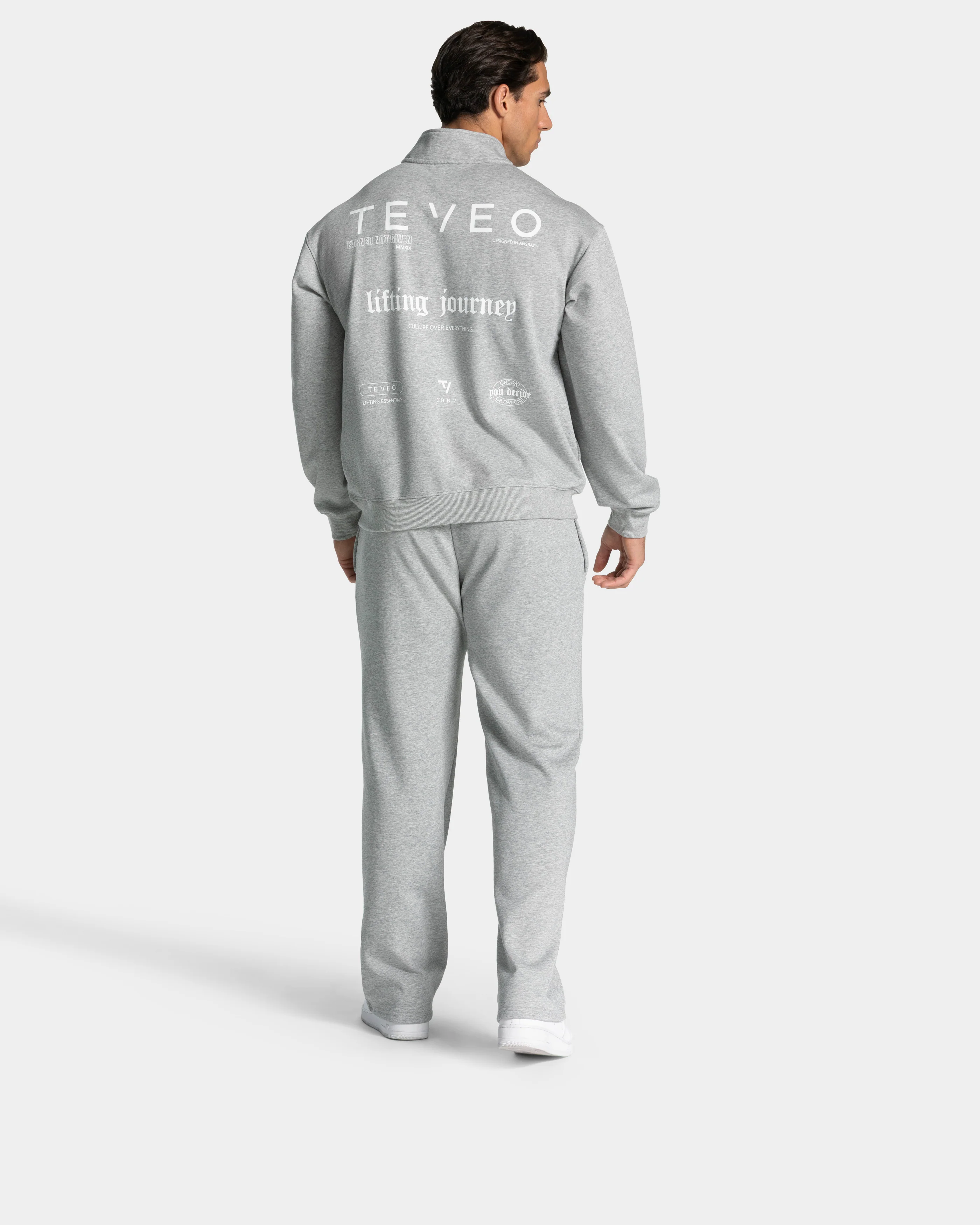 Lifting Journey Half Zip Sweater "Hellgrau Meliert" - Image 5