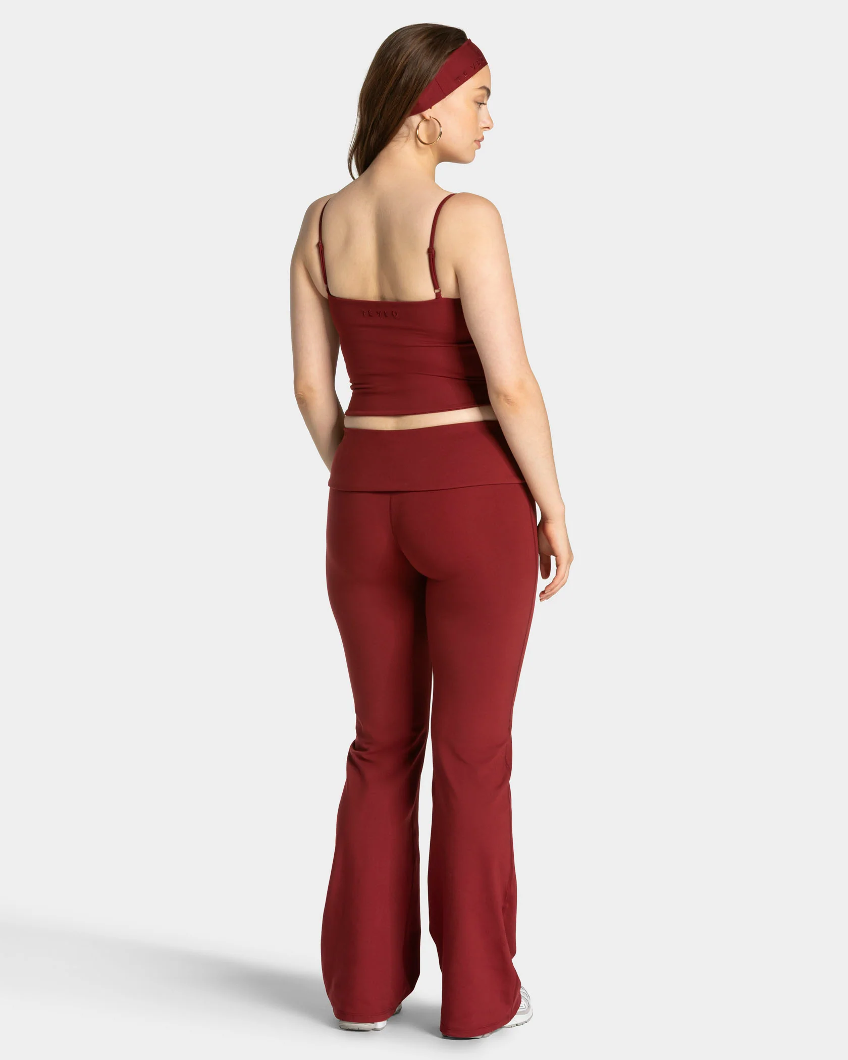 Mellow Fold Over Flared Leggings Tall "Weinrot" - Image 5